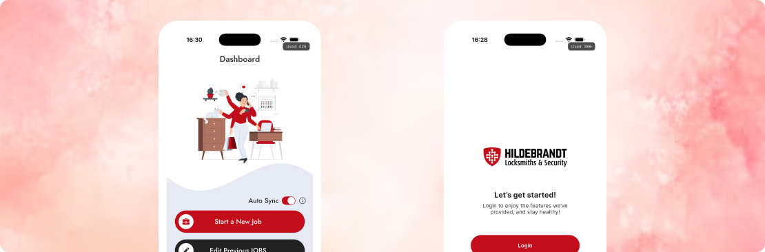 Hildebrandt App Screens – Dashboard & Login